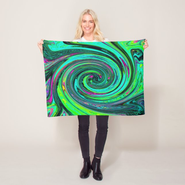 Manta Polar Groovy Abstract Retro Green and Magenta Swirl (In situ)