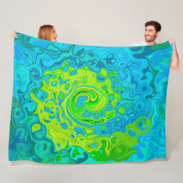 Manta Polar Groovy Chartreuse y Aquamarine Liquid Swirl