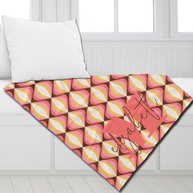 Manta Polar Groovy Colorful Retro (Personalized or leave customization blank to remove monogram.)