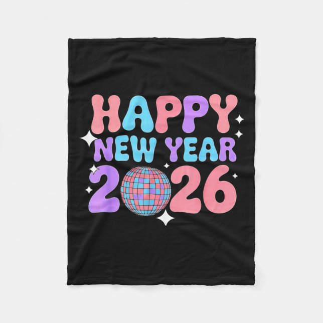 Manta Polar Groovy Cute Happy New Year 2026 Disco Ball  (Anverso)