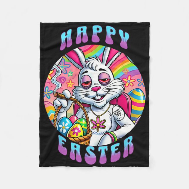Manta Polar Groovy Happy Easter Bunny Smoed Weed Funny (Anverso)