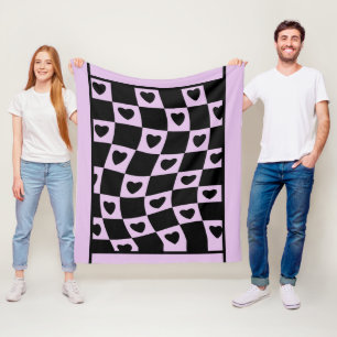 Manta Polar Groovy Heart Shape Checkerboard, años 90