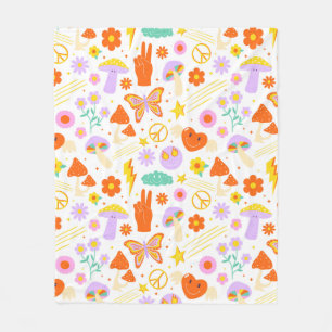 Manta Polar Groovy Hippie Trippy Retro Flor Funky Vibes
