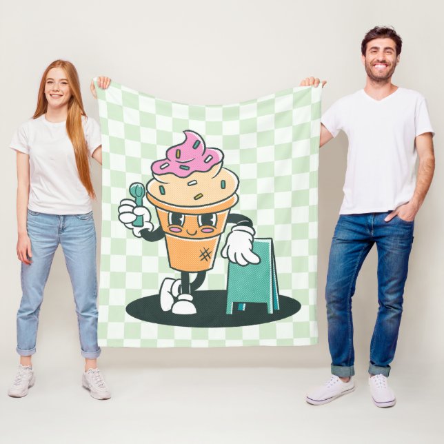 Manta Polar Groovy Ice Cream Cone 60 Retro Green Checkered (In situ)