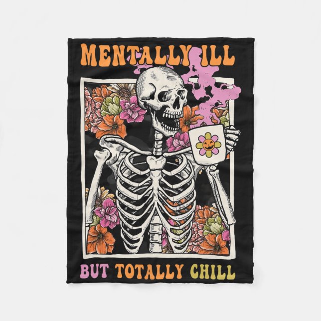 Manta Polar Groovy Mentalmente Enfermo Pero Totalmente Chill H (Anverso)