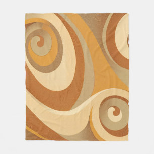 Manta Polar Groovy Naranja Gold Brown Mid Century Moderno Medi