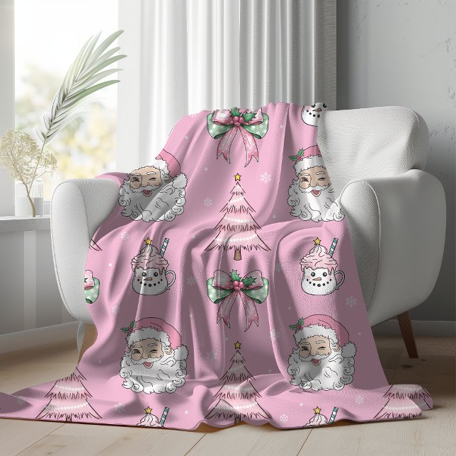 Manta Polar Groovy Pink Winking Santa Claus Fleece Blanket (Groovy Pink Winking Santa Claus Fleece Blanket)