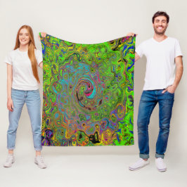 Manta Polar Groovy Resumen Retro Lime Giro verde y azul