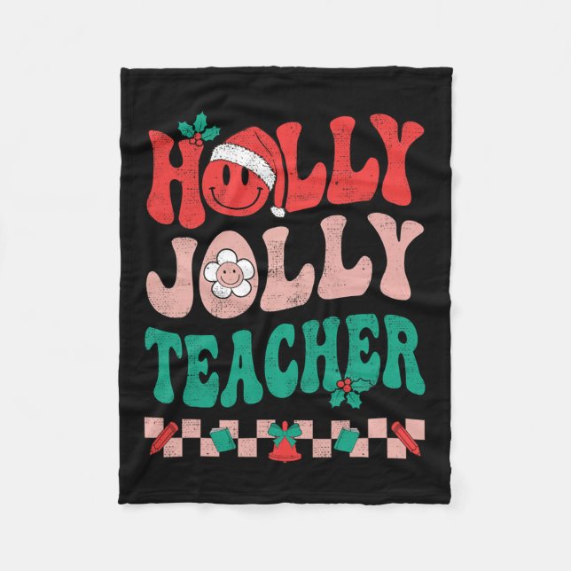 Manta Polar Groovy Retro Holly Xmas Jolly Maestros Navidades V (Anverso)