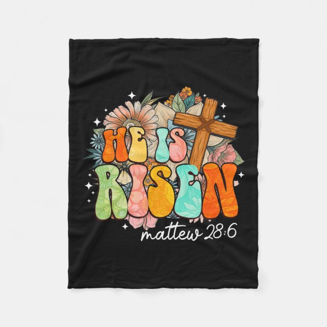 Manta Polar Groovy Se Levanta Cruz Jesús Religioso Pascua Ch (Anverso)