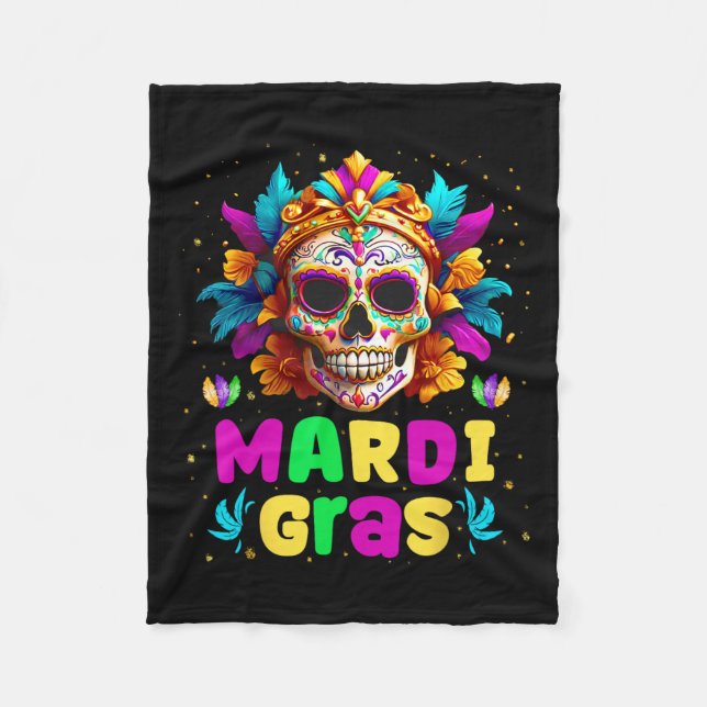 Manta Polar Groovy Sugar Skull Jester Costume Mardi Gras Hombr (Anverso)