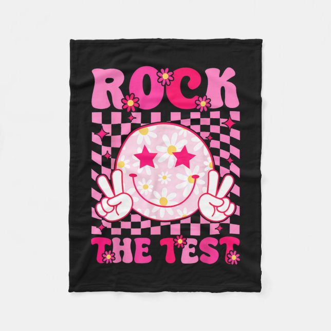 Manta Polar Groovy Test Day Rock the Test Smile Hippie Pink Gi (Anverso)
