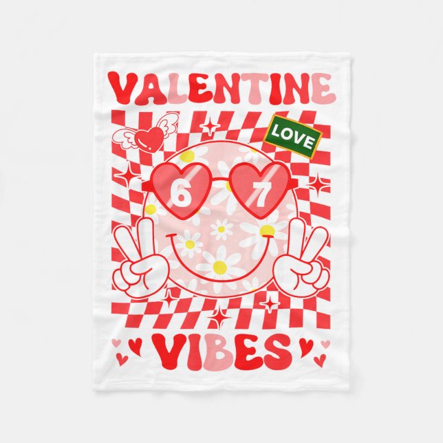 Manta Polar Groovy Valentine Vibes Happy Valentine's Day Girl  (Anverso)