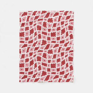 Manta Polar Groovy Wavy Trippy 60 Flores Cheques Rojo Rosa