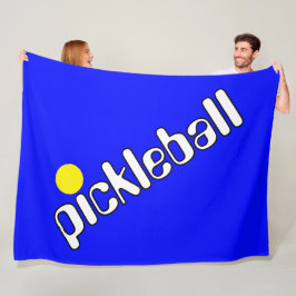 Manta Polar Groovy White Amarillo PICKLEBALL Sobre Azul Brilla