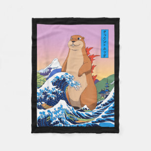 Manta Polar Groundhogzilla Divertida Ola Grande Japonesa Anime