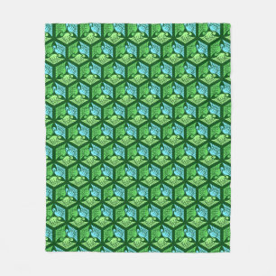 Manta Polar Grullas japonesas, verde jade y azul claro