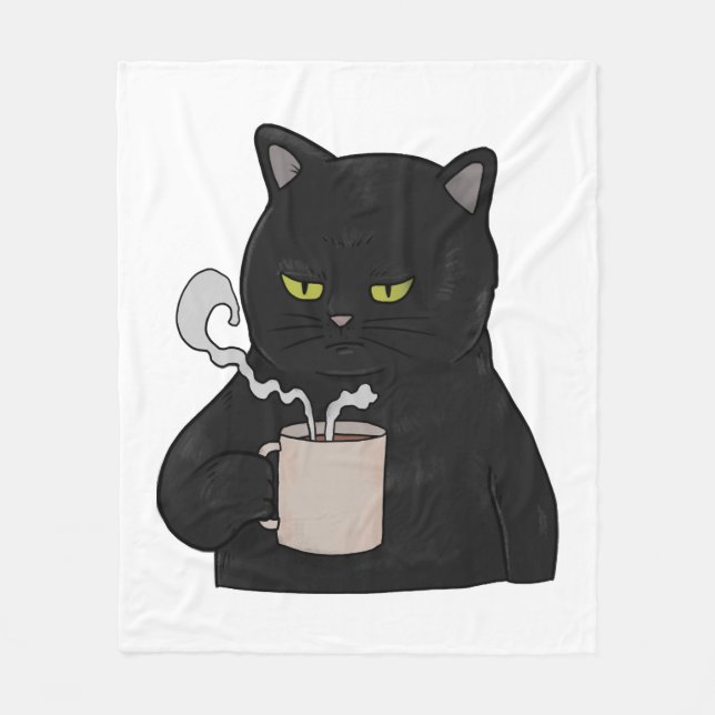 Manta Polar Grumpy Black Cat con Café Moral Grouch (Anverso)