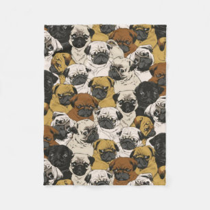 Manta Polar Grumpy Pugs / Gracioso Patrón de Cachorros de Pug