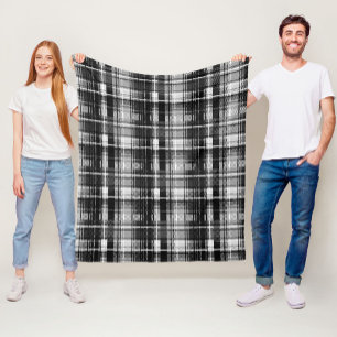 Manta Polar Grunde Blanco Negro Flannel Tartán Diseño