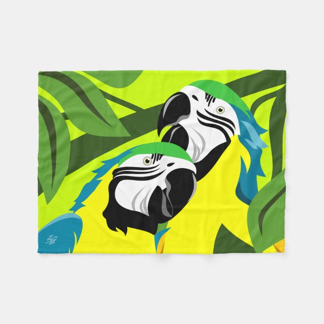 Manta Polar Guacamayo azul y amarillo (Frente (Horizontal))