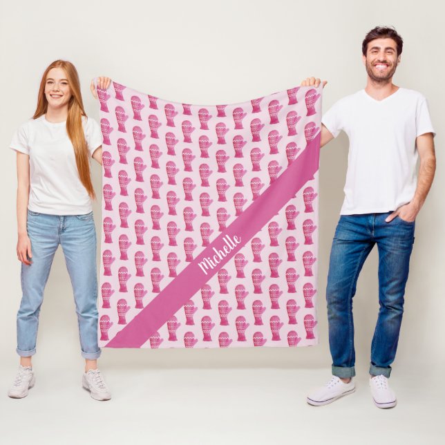 Manta Polar Guantes rosados acuarela personalizada (In situ)