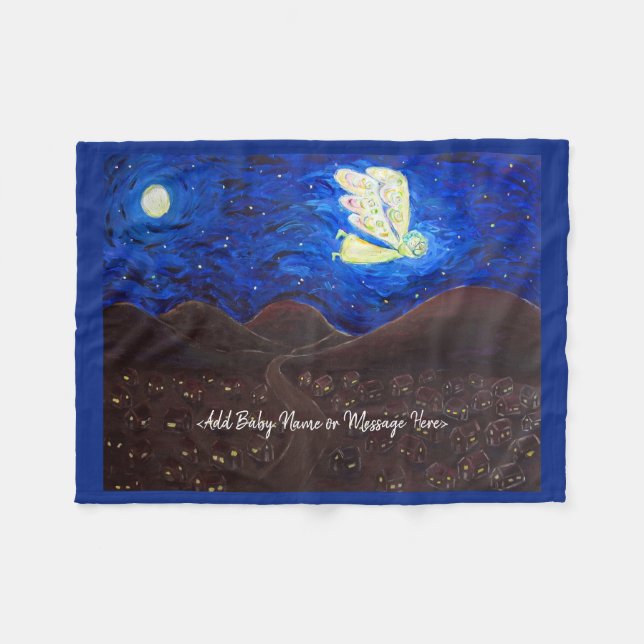 Manta Polar Guardian Angel Soft Fleece Personalizado Baby Blan (Frente (Horizontal))