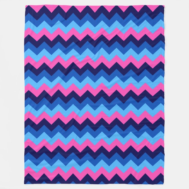 Manta Polar Guay Blue Pink Chevron Print Large Fleece Blanc (Anverso)
