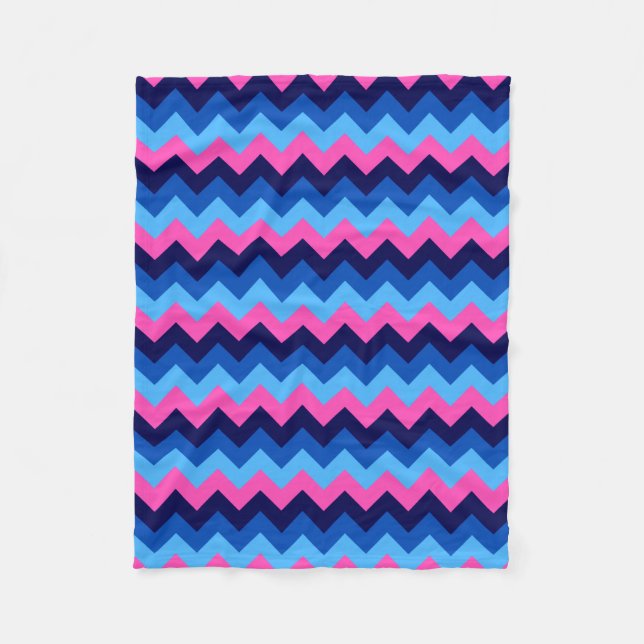 Manta Polar Guay Blue Pink Chevron Print Small Fleece Blanc (Anverso)