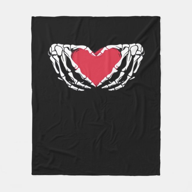 Manta Polar Guay Classic Funny Skeleton Hands Heart - Valentin (Anverso)