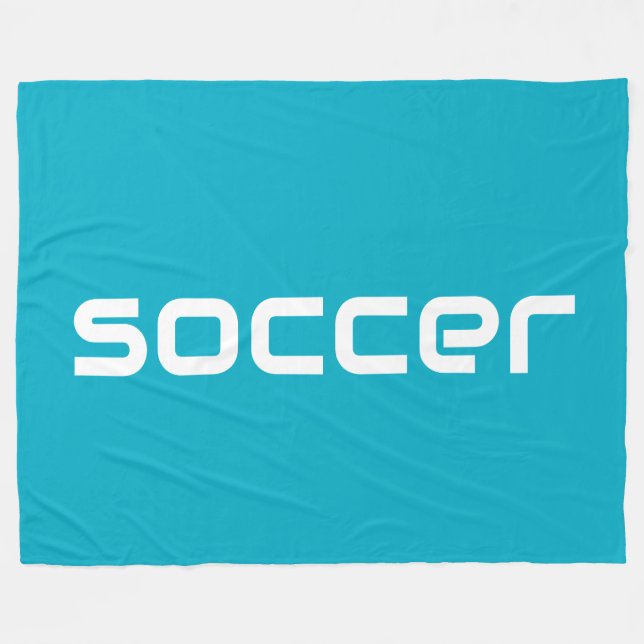 Manta Polar Guay Fun Modern White SOCCER Textos En Azure Blue (Frente (Horizontal))