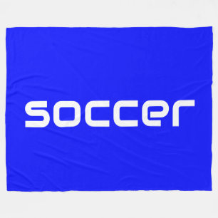 Manta Polar Guay Fun Moderno White SOCCER Textos En Azul Vivo
