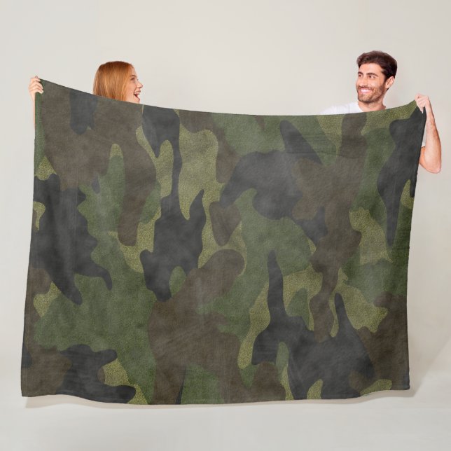 Manta Polar Guay Grunge Green Camo Personalizado Fleece Blanke (In situ)