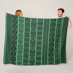 Manta Polar Guay Modern Boho Tiras de patrón negro y verde