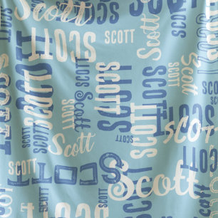 Manta Polar Guay Typography Graffiti Pattern Name Blue