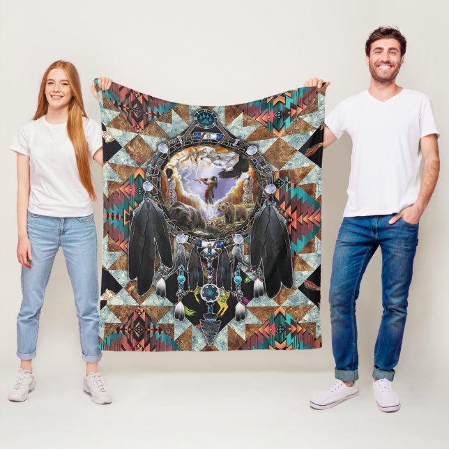 Manta Polar Guerrero del espíritu nativo americano Pullover (In situ)