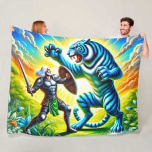 Manta Polar Guerrero y un tigre