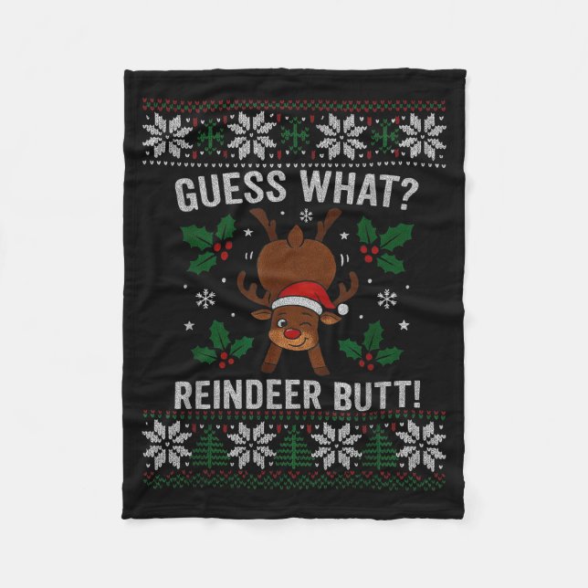 Manta Polar Guess What Reindeer Butt Funny Christmas Reindeer  (Anverso)