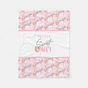 Manta Polar Guión moderno de donut dulce de una chica rosa
