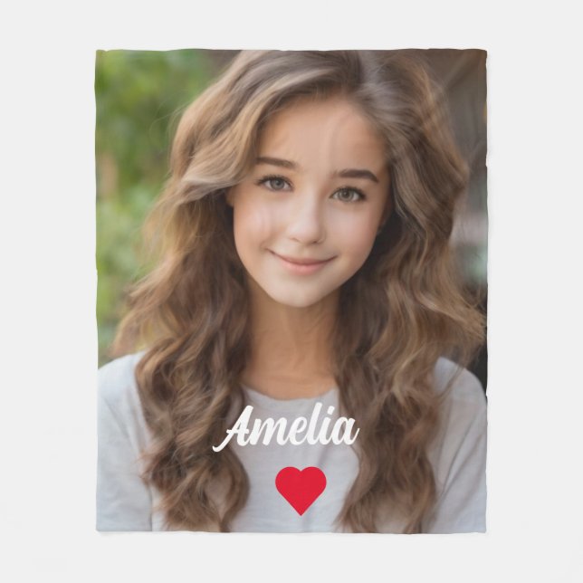 Manta Polar Guión moderno de imagen personalizado Nombre amor (Anverso)