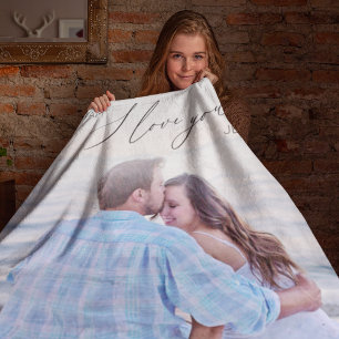 Manta Polar Guión moderno te quiero foto fleece Blanket