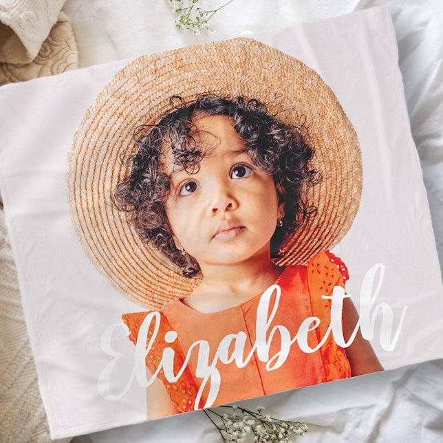 Manta Polar Guión simple moderno Añade tu nombre y foto (Subido por el creador)