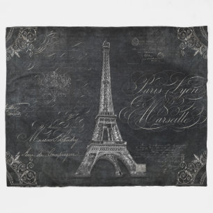 Manta Polar Guión vintage París Torre Eiffel Cartel Negro