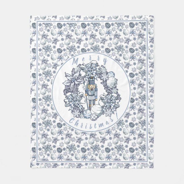 Manta Polar Guirnalda del cascanueces del navidad blanco (Anverso)