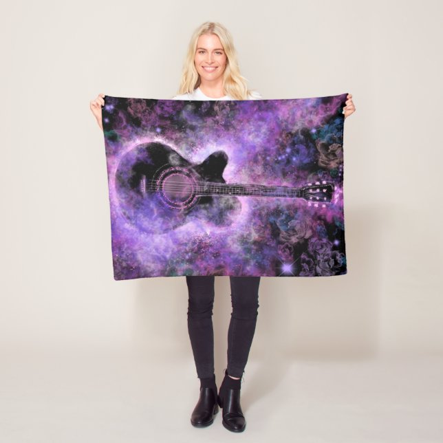 Manta Polar Guitar Music Fleece Blanket Purple (In situ)