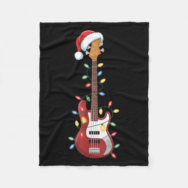 Manta Polar Guitar Santa Hat Navidades enciende B Player Guita (Anverso)