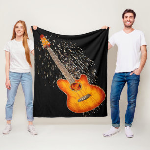Manta Polar Guitarra Acústica Con Fuegos Artificiales