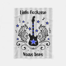 Guitarra azul de la estrella del rock con las alas