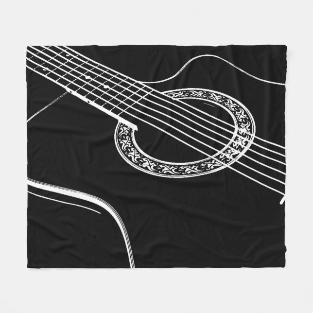 Manta Polar Guitarra blanca y negra (Frente (Horizontal))