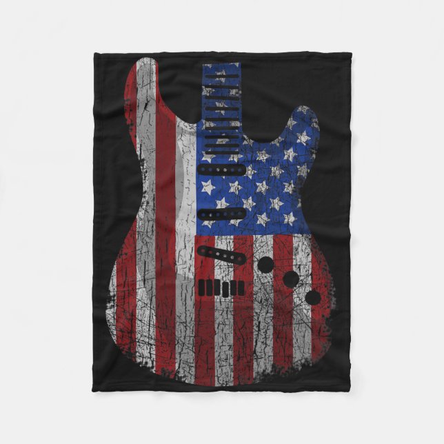 Manta Polar Guitarra De Bandera Estadounidense Funny Usa Guita (Anverso)